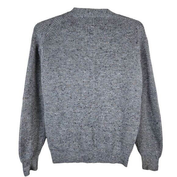 Vtg Golden Hawk Men's Sz L Cardigan Sweater Speckled Gray Wool Blend V-Neck - Picture 2 of 4